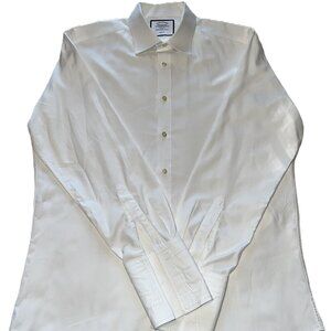 Classic Wallstreet Preppy Lux Charles Tyrwhitt White Dress Shirt Men's 16.5/35